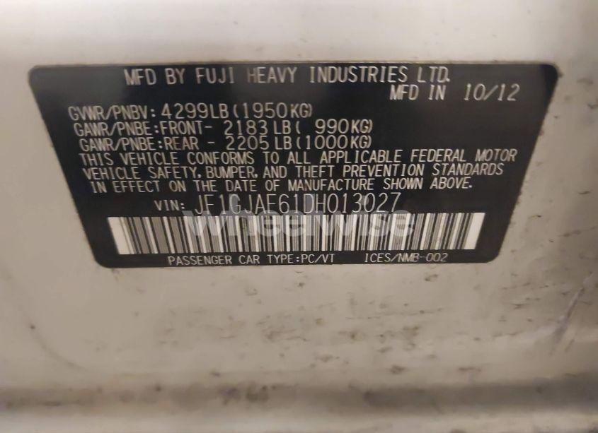 Photo 9 of 2013 Subaru Impreza 2.0I PREMIUM (VIN JF1GJAE61DH013027)
