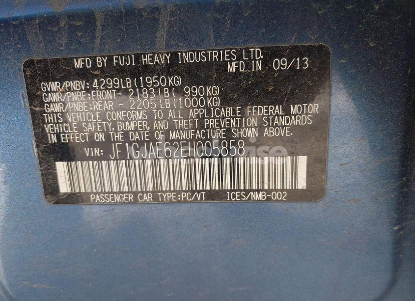 Photo 9 of 2014 Subaru Impreza 2.0I PREMIUM (VIN JF1GJAE62EH005858)