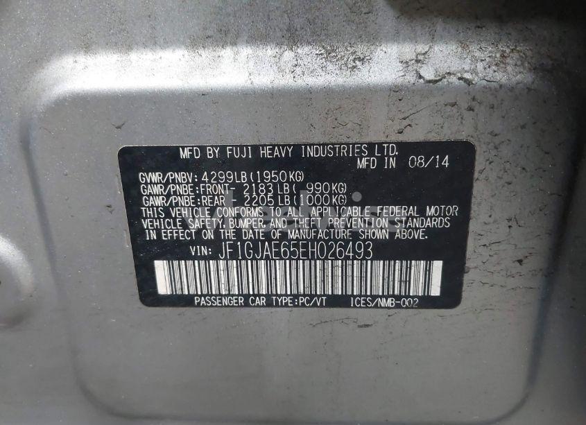 Photo 9 of 2014 Subaru Impreza 2.0I PREMIUM (VIN JF1GJAE65EH026493)