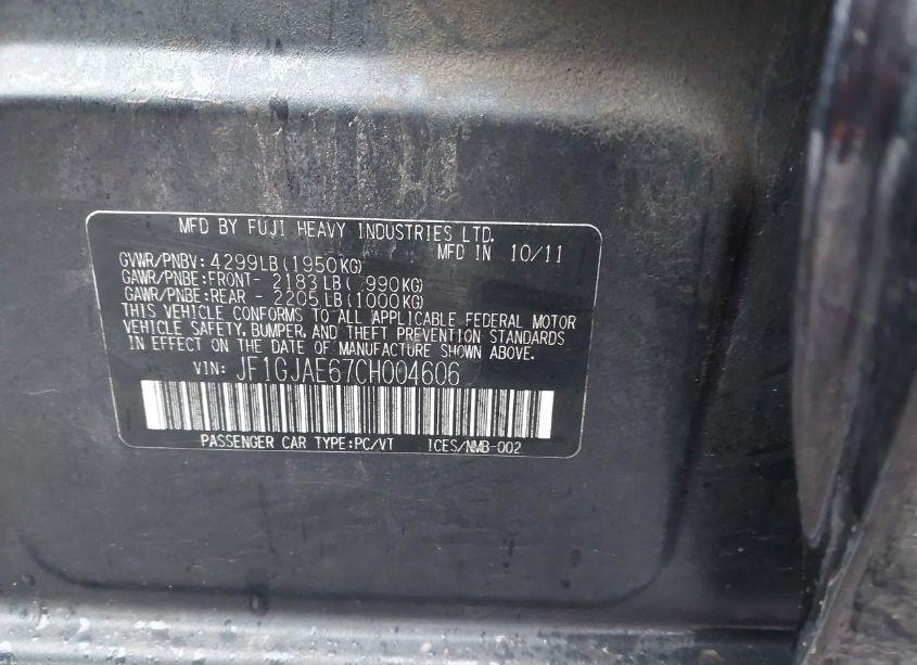 Photo 9 of 2012 Subaru Impreza 2.0I PREMIUM (VIN JF1GJAE67CH004606)