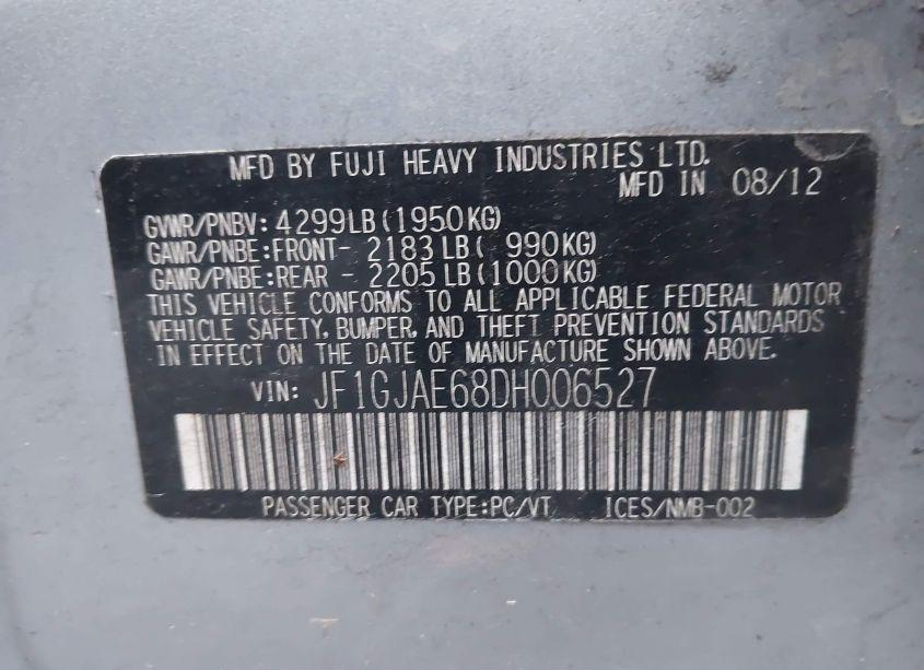 Photo 9 of 2013 Subaru Impreza 2.0I PREMIUM (VIN JF1GJAE68DH006527)