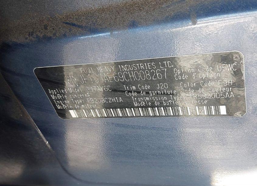 Photo 9 of 2012 Subaru Impreza 2.0I PREMIUM (VIN JF1GJAE69CH008267)