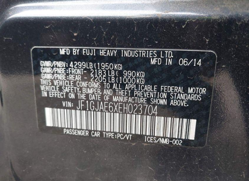 Photo 9 of 2014 Subaru Impreza 2.0I PREMIUM (VIN JF1GJAE6XEH023704)