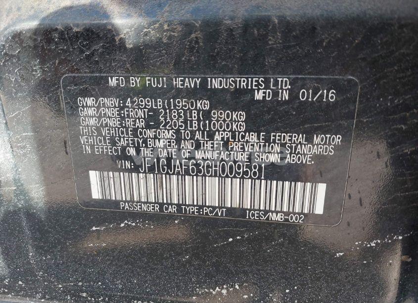 Photo 9 of 2016 Subaru Impreza 2.0I PREMIUM (VIN JF1GJAF63GH009581)