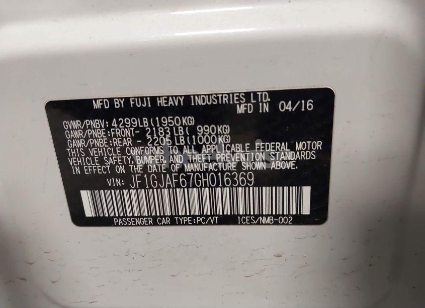 Photo 9 of 2016 Subaru Impreza 2.0I PREMIUM (VIN JF1GJAF67GH016369)