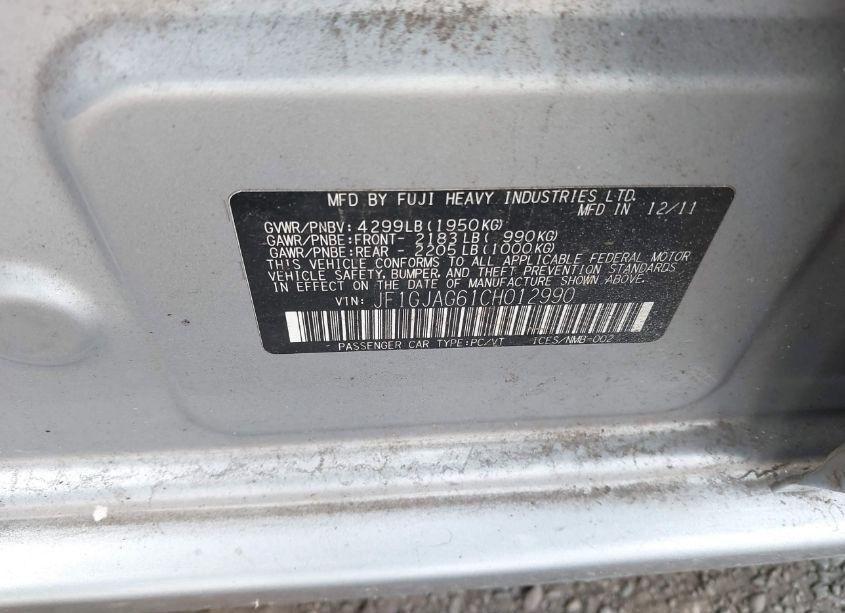 Photo 9 of 2012 Subaru Impreza 2.0I LIMITED (VIN JF1GJAG61CH012990)