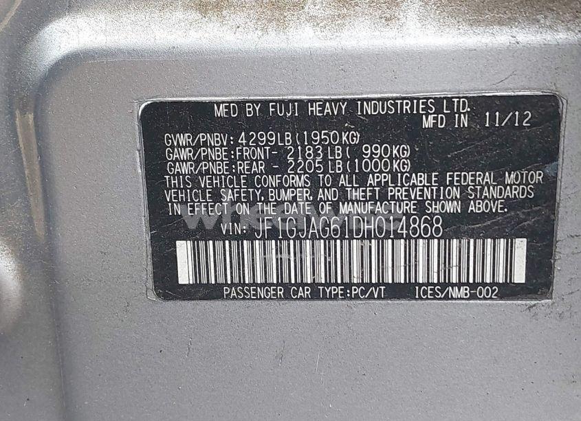 Photo 9 of 2013 Subaru Impreza 2.0I LIMITED (VIN JF1GJAG61DH014868)