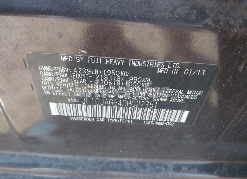 Photo 9 of 2013 Subaru Impreza 2.0I LIMITED (VIN JF1GJAG64DH022351)