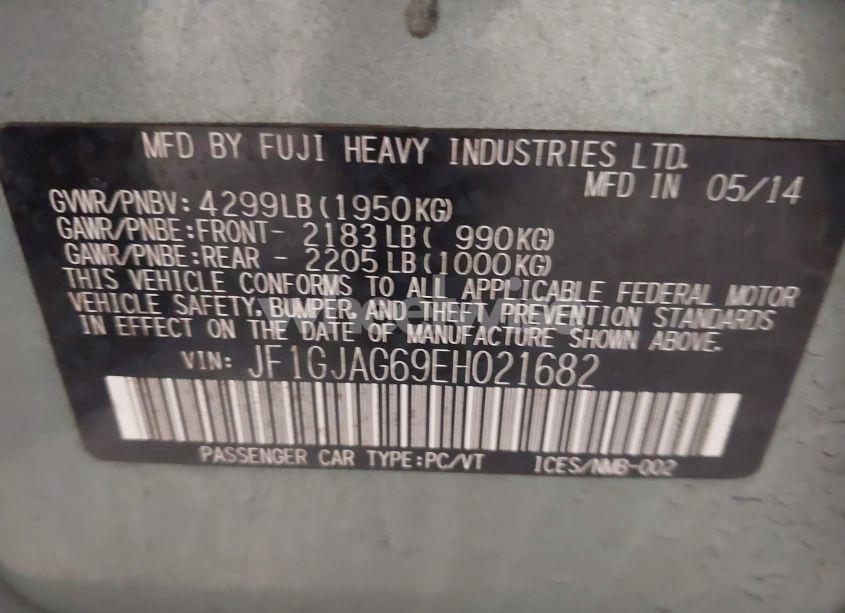 Photo 9 of 2014 Subaru Impreza 2.0I LIMITED (VIN JF1GJAG69EH021682)