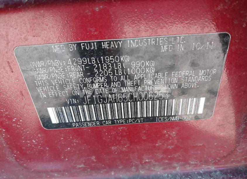 Photo 9 of 2012 Subaru Impreza 2.0I LIMITED (VIN JF1GJAH65CH006253)