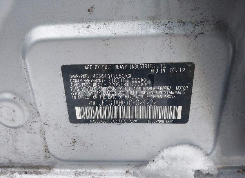 Photo 9 of 2012 Subaru Impreza 2.0I LIMITED (VIN JF1GJAH67CH024222)