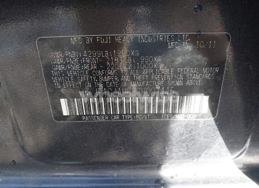 Photo 9 of 2012 Subaru Impreza 2.0I LIMITED (VIN JF1GJAH68CH007445)