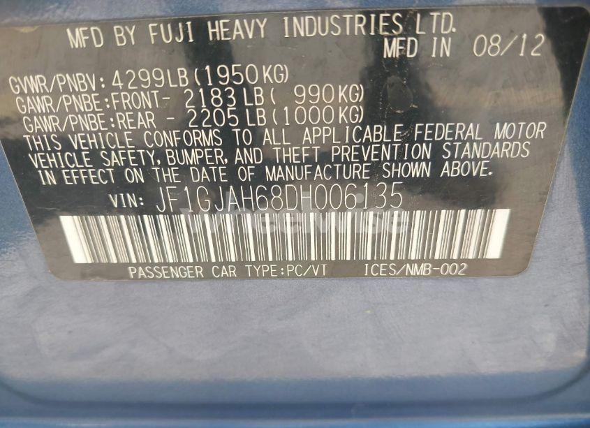 Photo 9 of 2013 Subaru Impreza 2.0I LIMITED (VIN JF1GJAH68DH006135)
