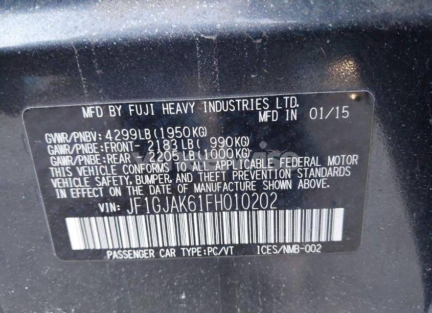 Photo 9 of 2015 Subaru Impreza 2.0I PREMIUM (VIN JF1GJAK61FH010202)