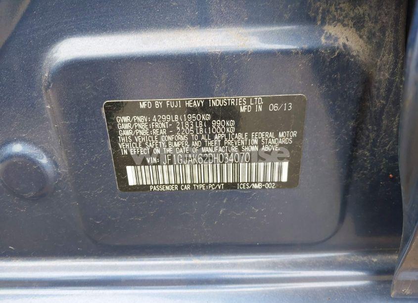 Photo 9 of 2013 Subaru Impreza 2.0I LIMITED (VIN JF1GJAK62DH034070)