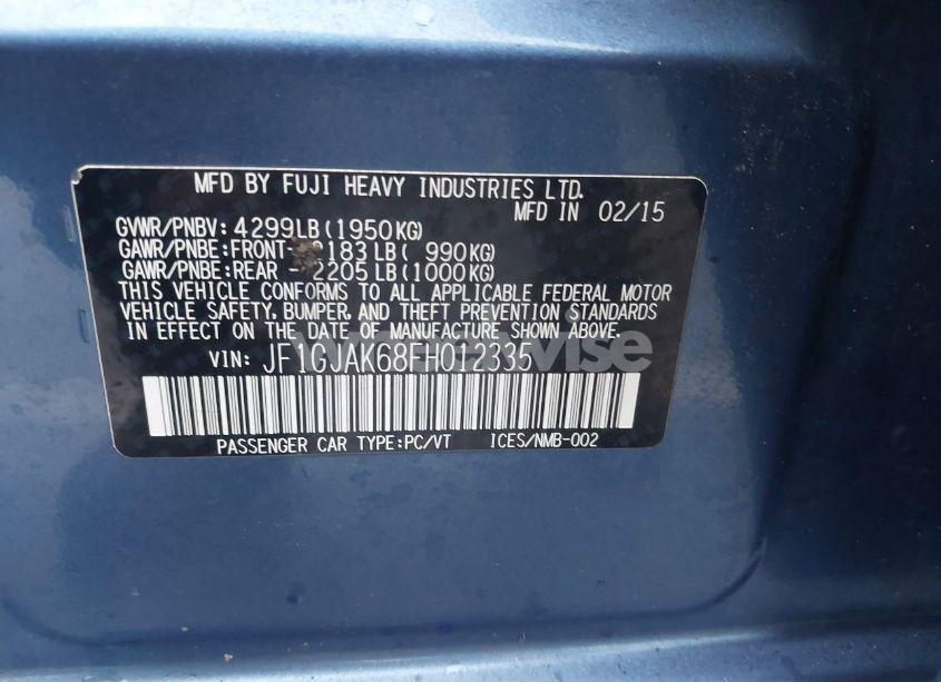 Photo 9 of 2015 Subaru Impreza 2.0I PREMIUM (VIN JF1GJAK68FH012335)