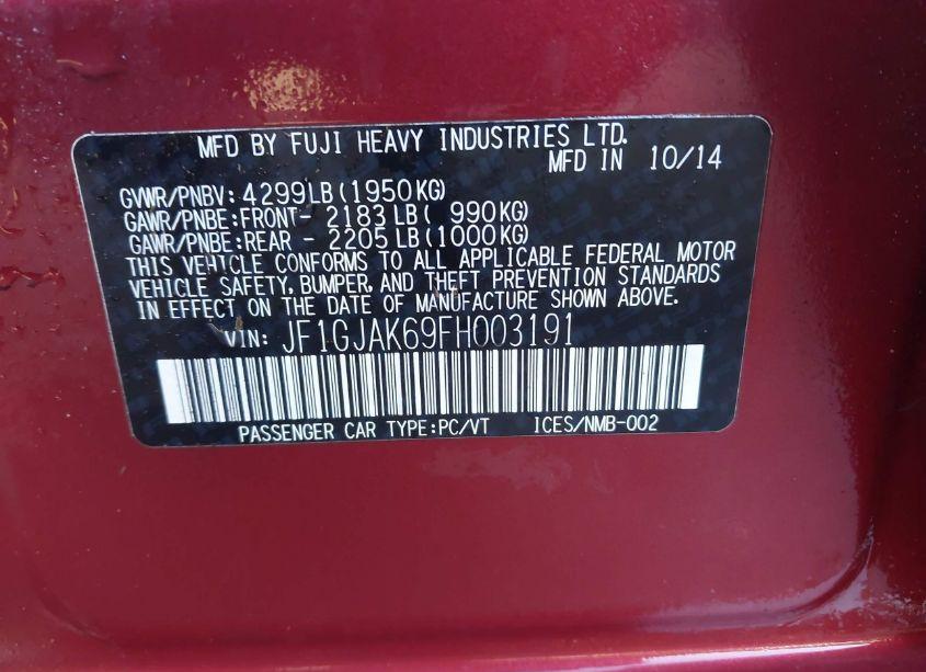 Photo 9 of 2015 Subaru Impreza 2.0I PREMIUM (VIN JF1GJAK69FH003191)