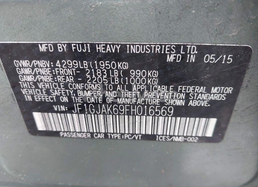 Photo 9 of 2015 Subaru Impreza 2.0I PREMIUM (VIN JF1GJAK69FH016569)