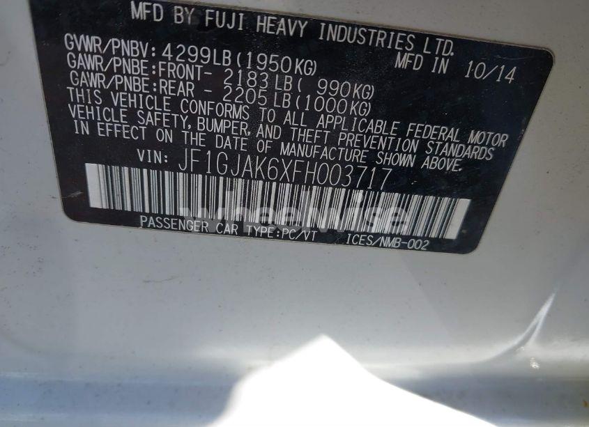 Photo 9 of 2015 Subaru Impreza 2.0I PREMIUM (VIN JF1GJAK6XFH003717)