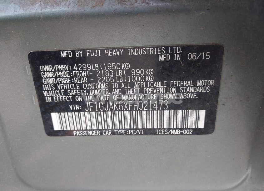 Photo 9 of 2015 Subaru Impreza 2.0I PREMIUM (VIN JF1GJAK6XFH021473)