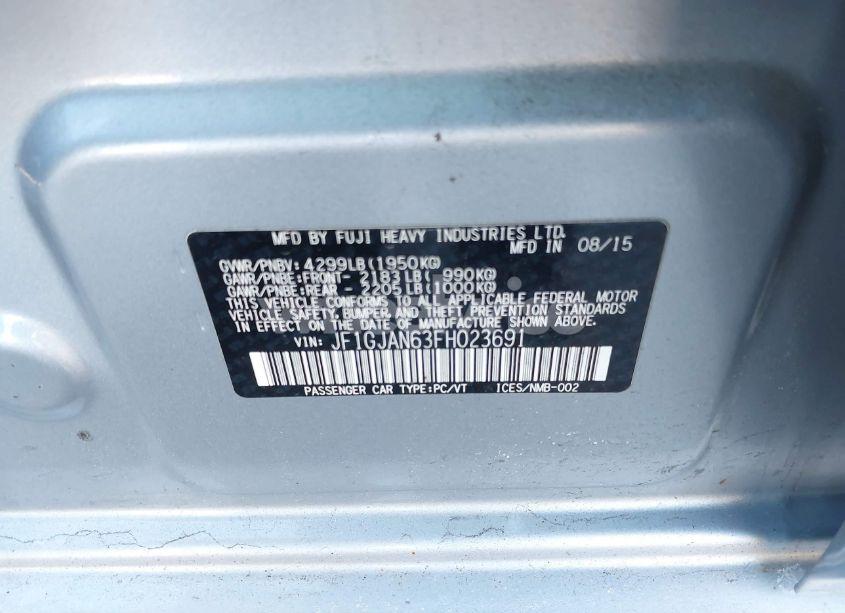 Photo 9 of 2015 Subaru Impreza 2.0I LIMITED (VIN JF1GJAN63FH023691)