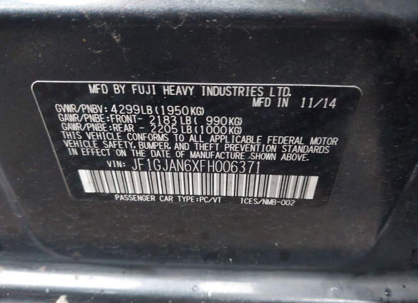 Photo 9 of 2015 Subaru Impreza 2.0I LIMITED (VIN JF1GJAN6XFH006371)