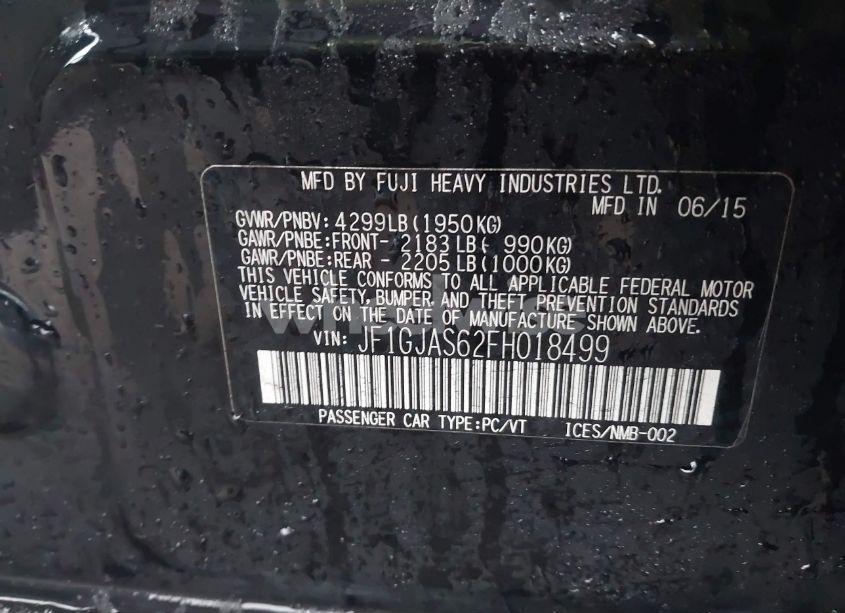 Photo 9 of 2015 Subaru Impreza 2.0I LIMITED (VIN JF1GJAS62FH018499)