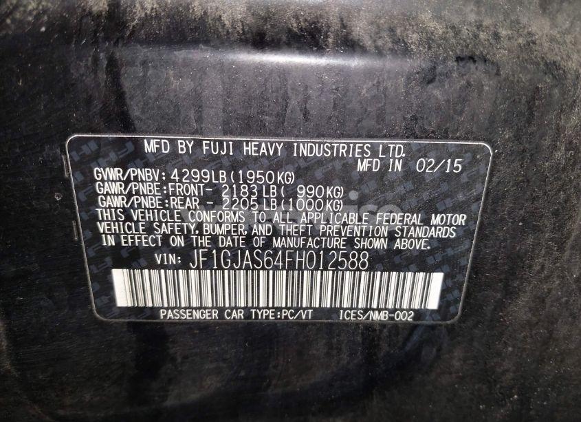 Photo 9 of 2015 Subaru Impreza 2.0I LIMITED (VIN JF1GJAS64FH012588)