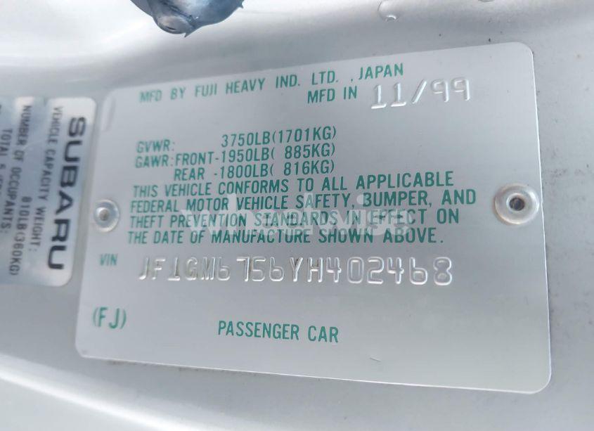 Photo 9 of 2000 Subaru Impreza 2.5RS (VIN JF1GM6756YH402468)