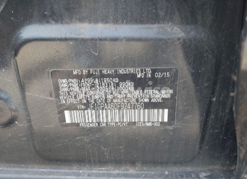 Photo 9 of 2015 Subaru Impreza 2.0I (VIN JF1GPAA60F9247760)