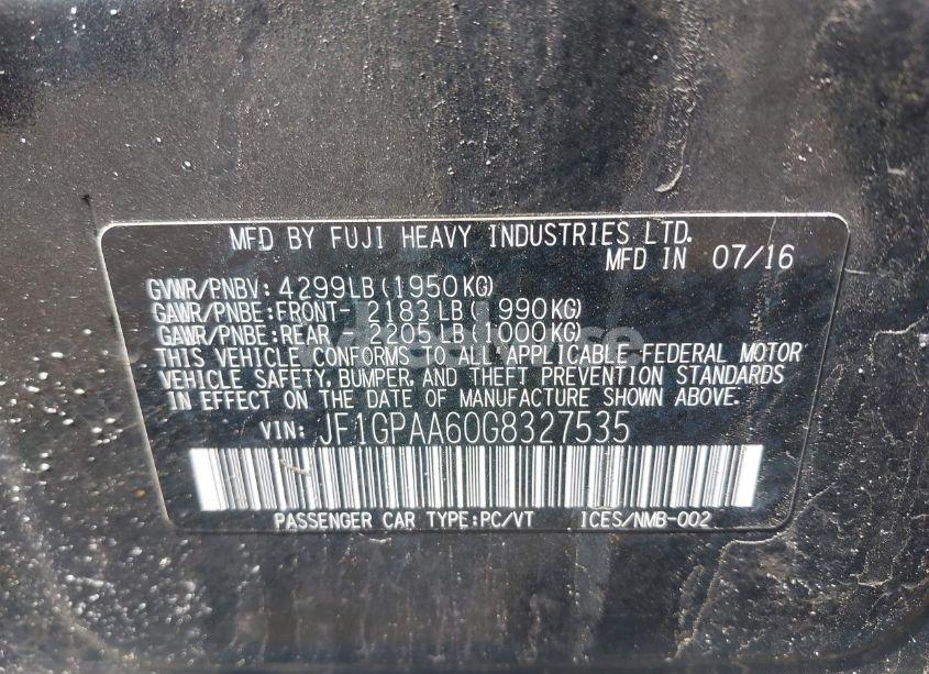 Photo 9 of 2016 Subaru Impreza 2.0I (VIN JF1GPAA60G8327535)