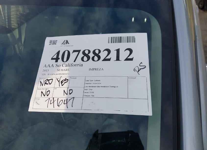 Photo 14 of 2013 Subaru Impreza 2.0I (VIN JF1GPAA61D1883471)