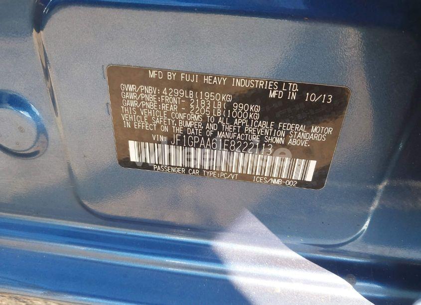 Photo 9 of 2014 Subaru Impreza 2.0I (VIN JF1GPAA61E8222113)