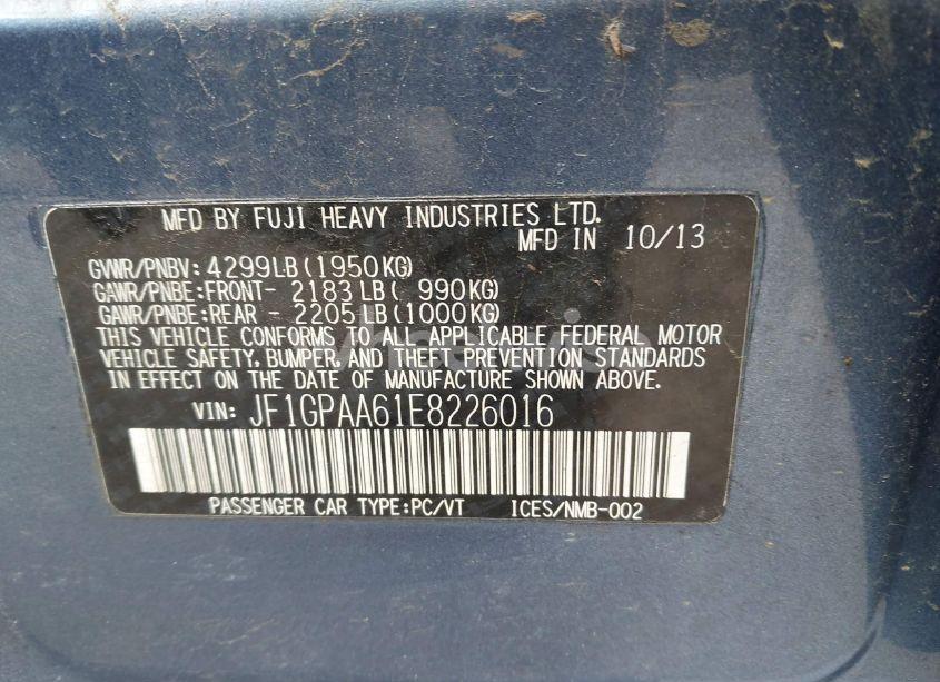 Photo 9 of 2014 Subaru Impreza 2.0I (VIN JF1GPAA61E8226016)