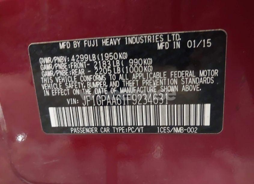 Photo 9 of 2015 Subaru Impreza 2.0I (VIN JF1GPAA61F9234631)