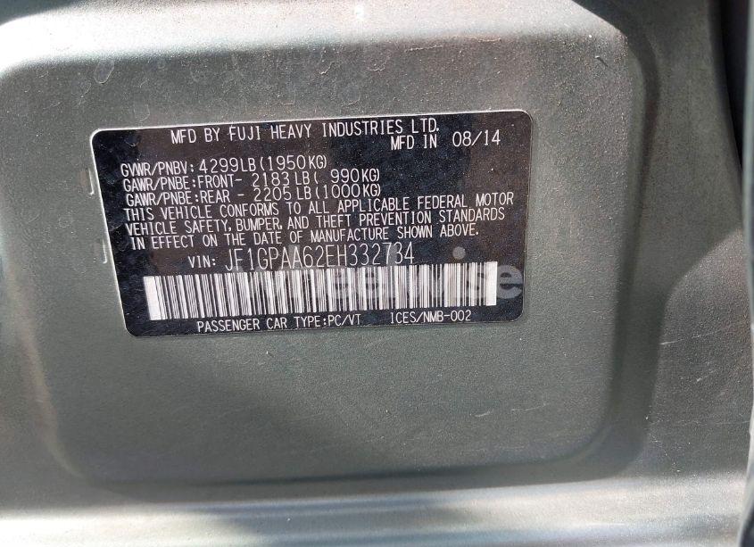 Photo 9 of 2014 Subaru Impreza 2.0I (VIN JF1GPAA62EH332734)