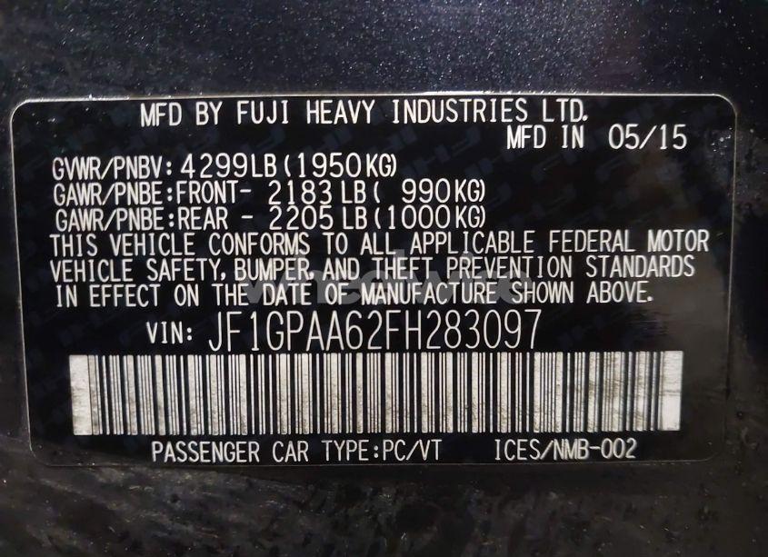 Photo 9 of 2015 Subaru Impreza 2.0I (VIN JF1GPAA62FH283097)