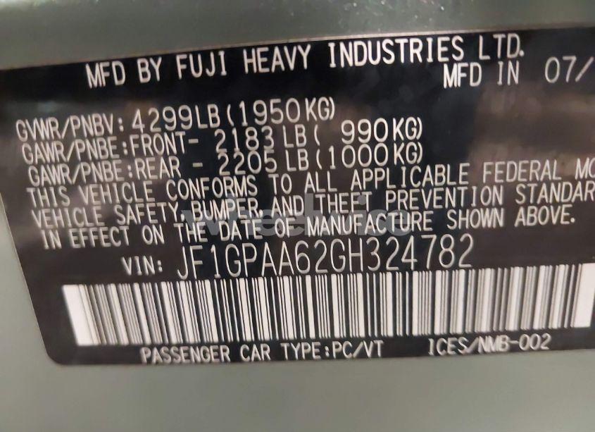 Photo 9 of 2016 Subaru Impreza 2.0I (VIN JF1GPAA62GH324782)