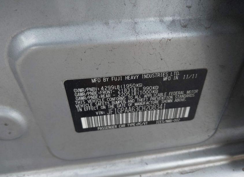 Photo 9 of 2012 Subaru Impreza 2.0I (VIN JF1GPAA63CH208341)