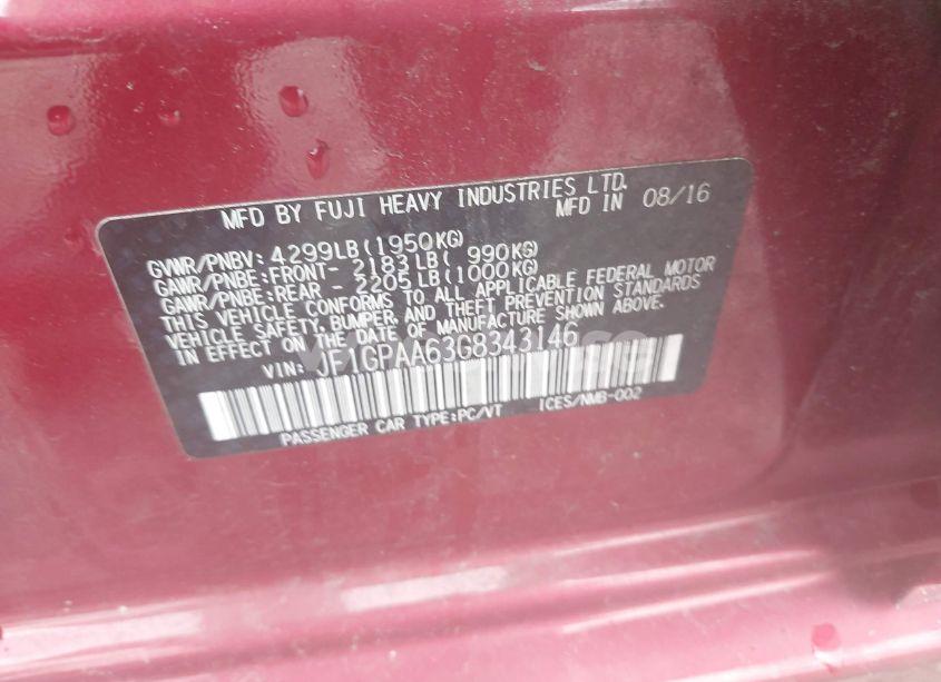 Photo 9 of 2016 Subaru Impreza 2.0I (VIN JF1GPAA63G8343146)