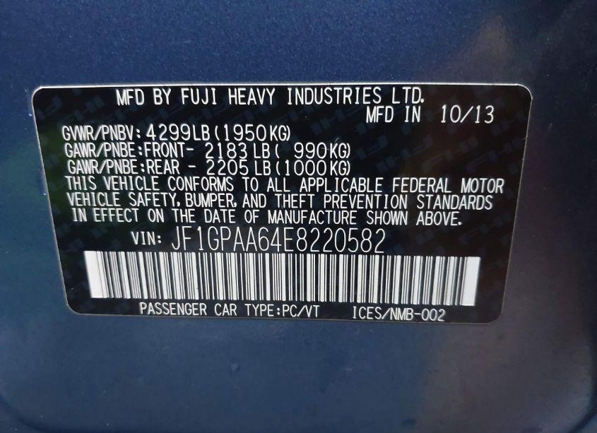 Photo 9 of 2014 Subaru Impreza 2.0I (VIN JF1GPAA64E8220582)