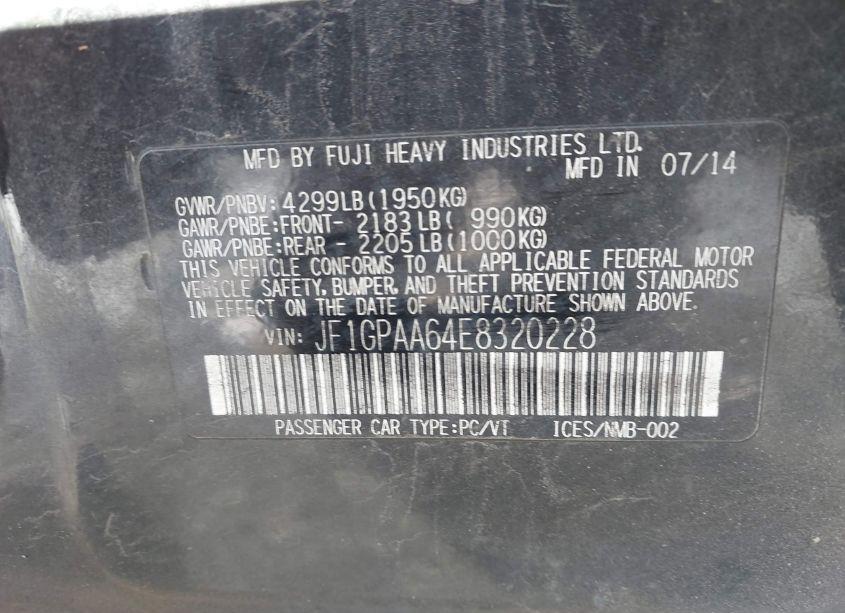 Photo 6 of 2014 Subaru Impreza 2.0I (VIN JF1GPAA64E8320228)