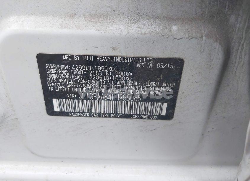 Photo 9 of 2015 Subaru Impreza 2.0I (VIN JF1GPAA64FH265085)