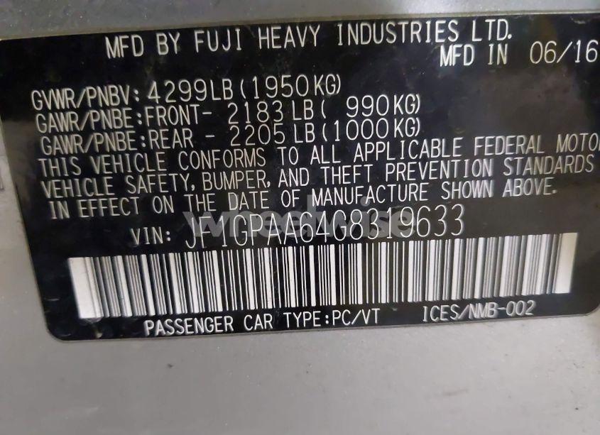 Photo 9 of 2016 Subaru Impreza 2.0I (VIN JF1GPAA64G8319633)