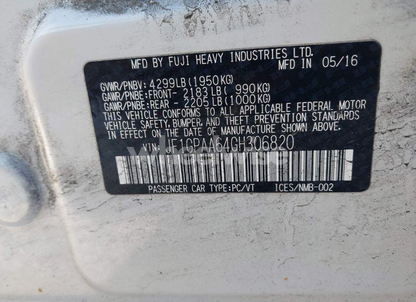 Photo 9 of 2016 Subaru Impreza 2.0I (VIN JF1GPAA64GH306820)