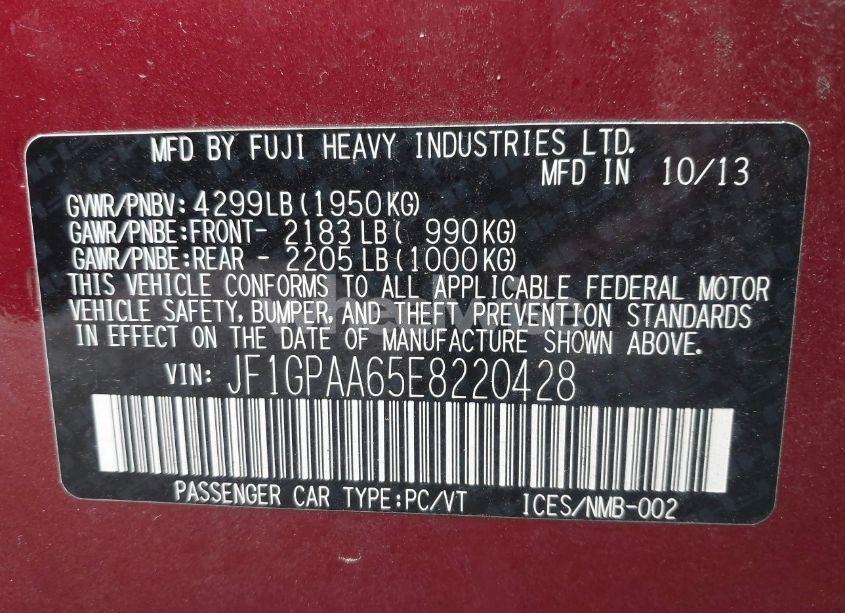 Photo 9 of 2014 Subaru Impreza 2.0I (VIN JF1GPAA65E8220428)