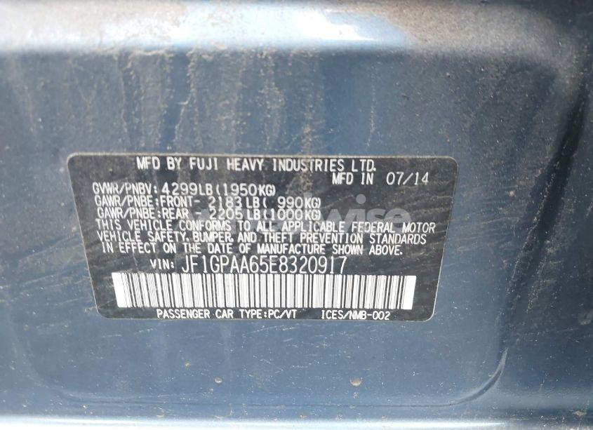 Photo 9 of 2014 Subaru Impreza 2.0I (VIN JF1GPAA65E8320917)