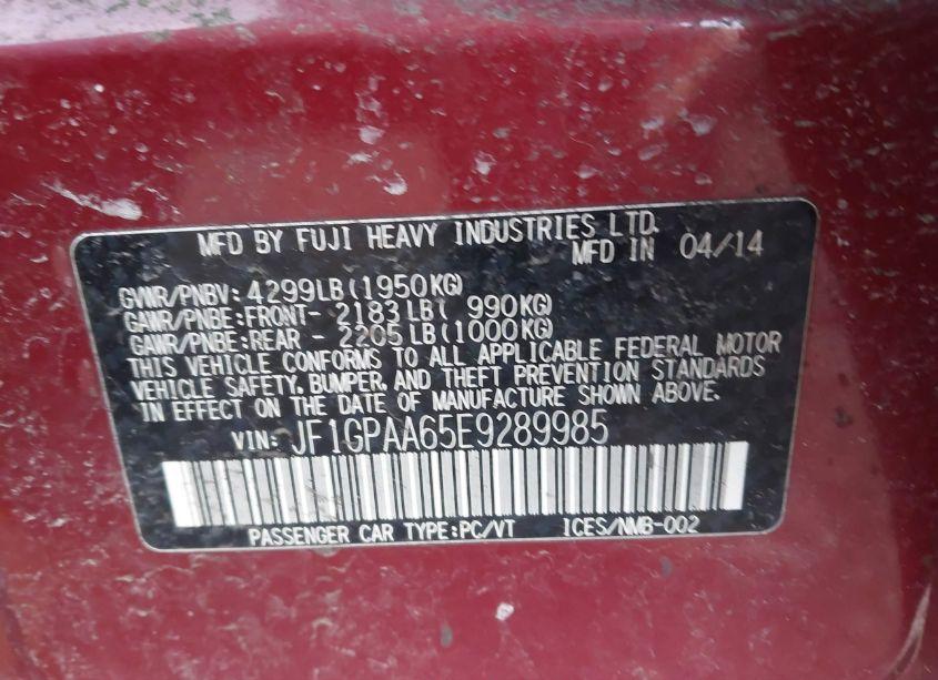 Photo 9 of 2014 Subaru Impreza 2.0I (VIN JF1GPAA65E9289985)