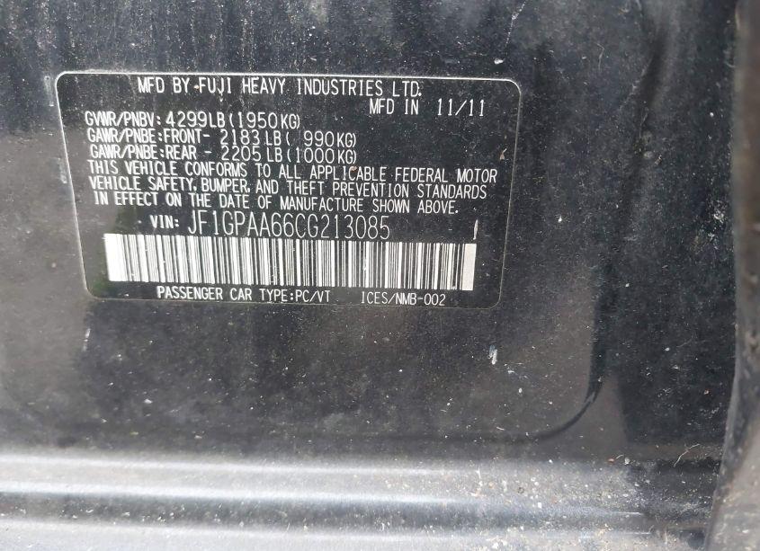 Photo 9 of 2012 Subaru Impreza 2.0I (VIN JF1GPAA66CG213085)