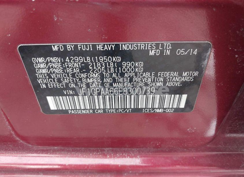 Photo 9 of 2014 Subaru Impreza 2.0I (VIN JF1GPAA66E8300739)